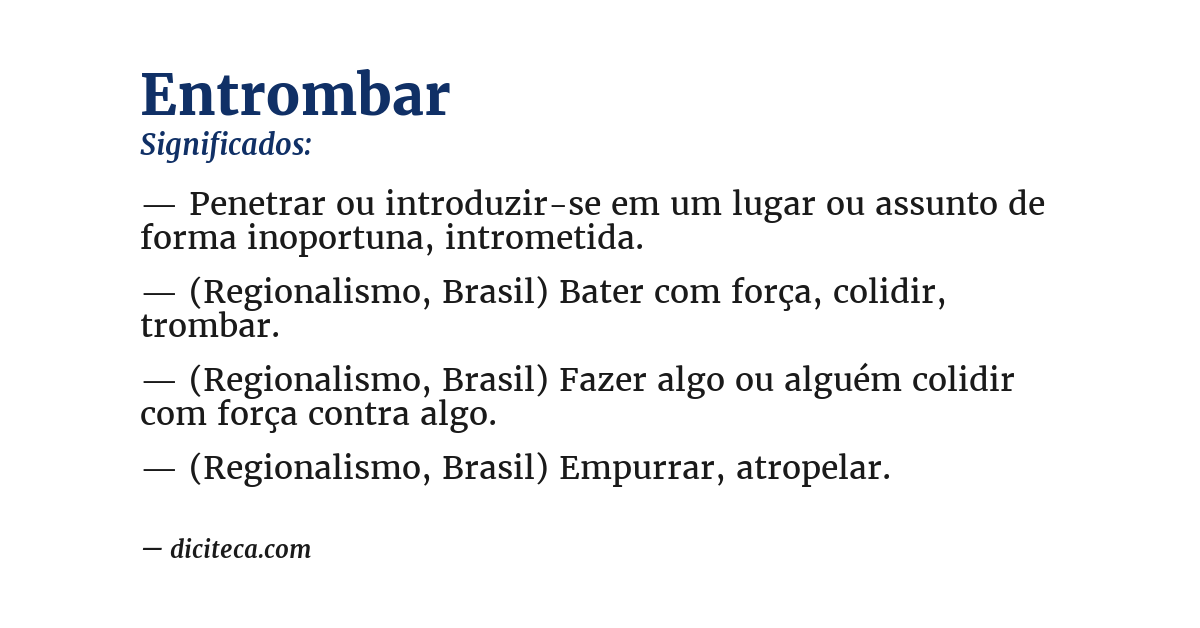 Significado de entrombar