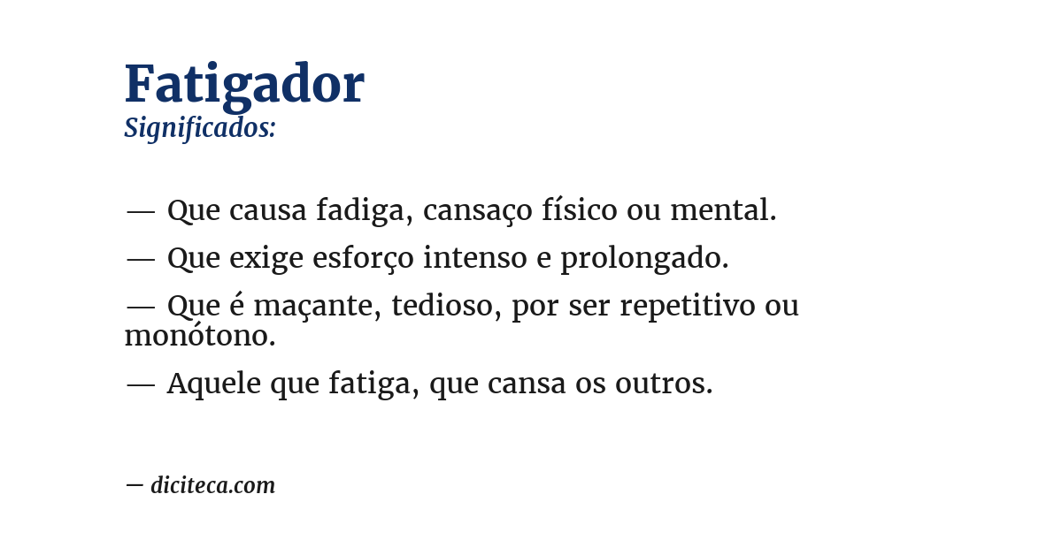 Significado de fatigador