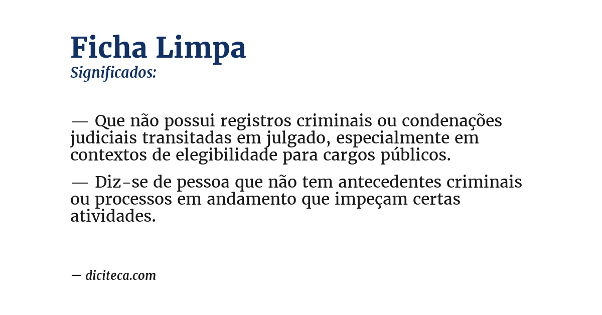 Significado de ficha limpa