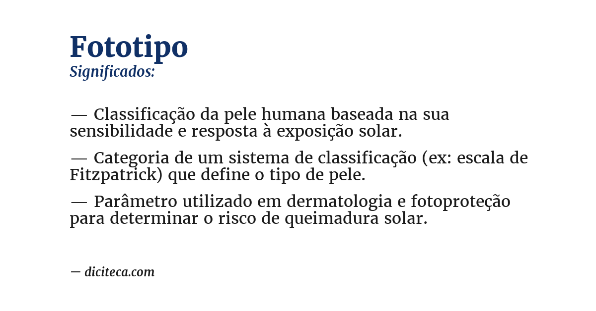 Significado de fototipo