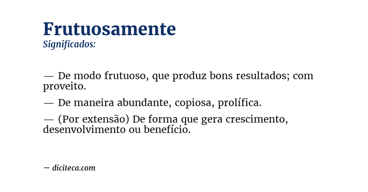 Significado de frutuosamente