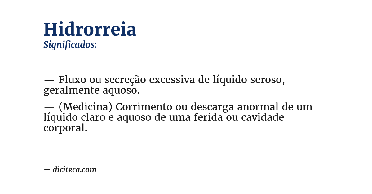 Significado de hidrorreia