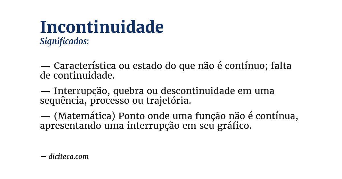 Significado de incontinuidade