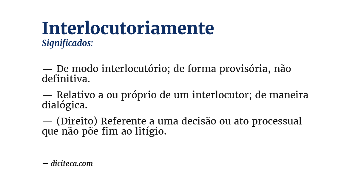 Significado de interlocutoriamente