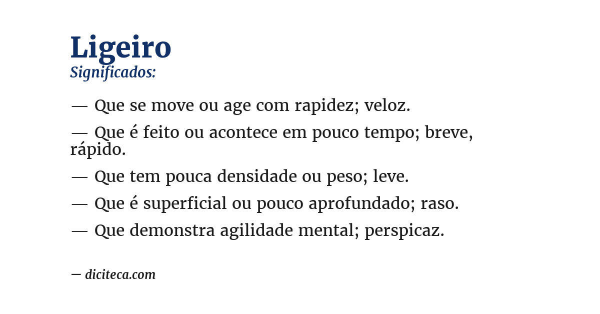 Significado de ligeiro