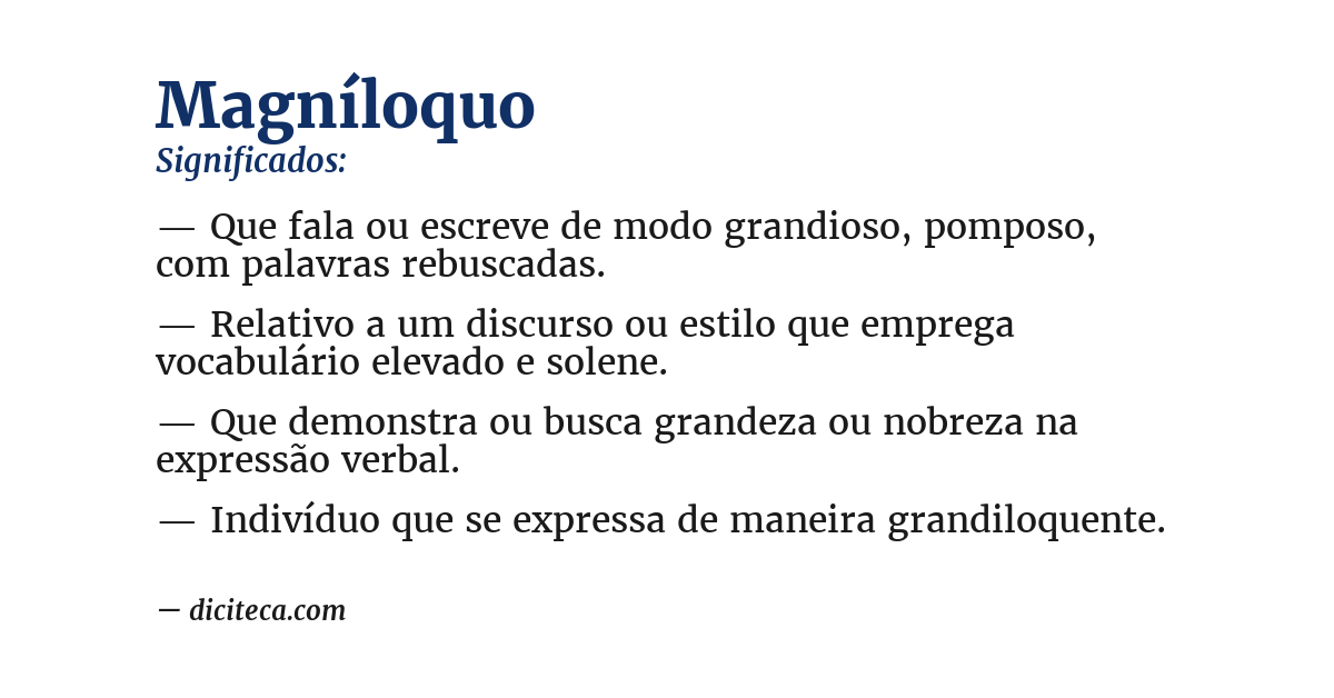 Significado de magníloquo