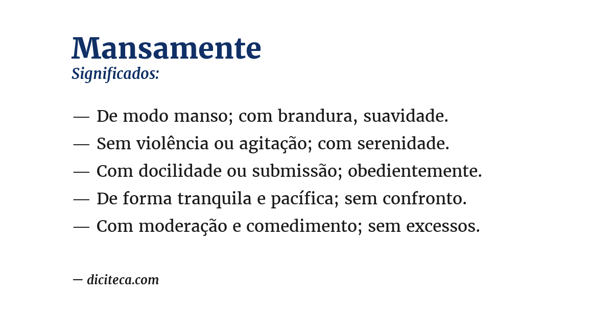 Significado de mansamente