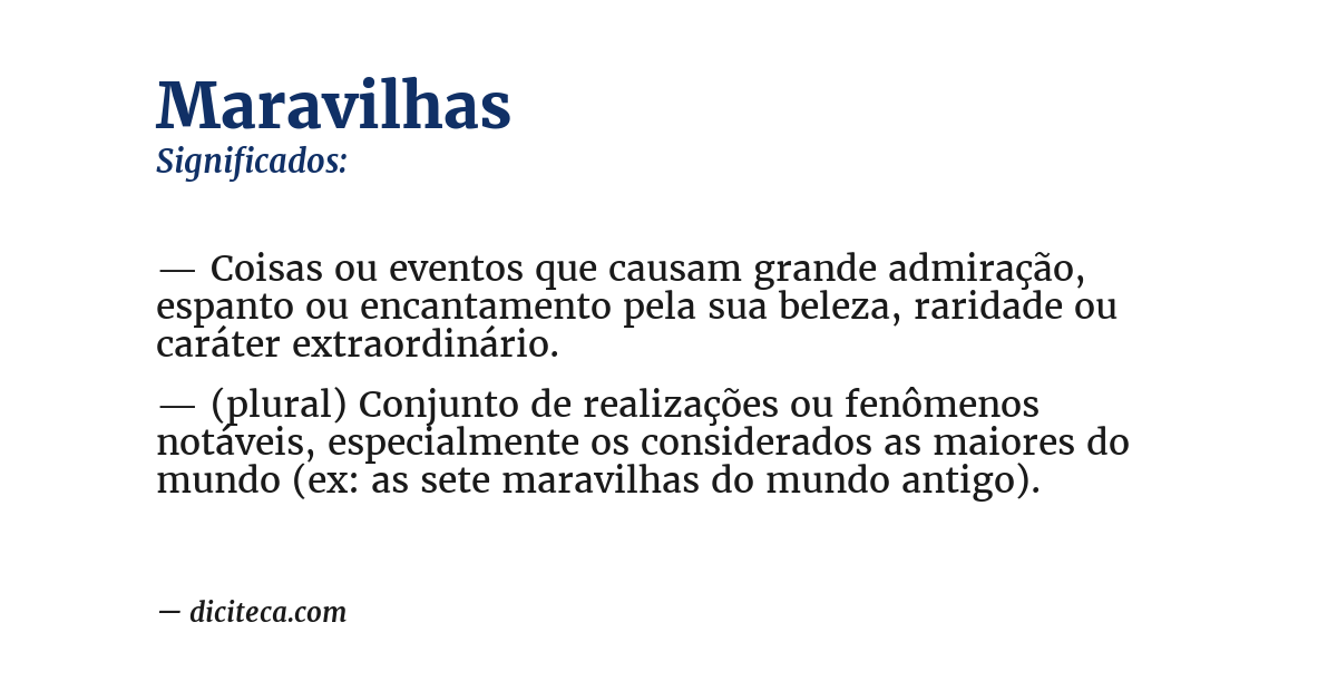 Significado de maravilhas
