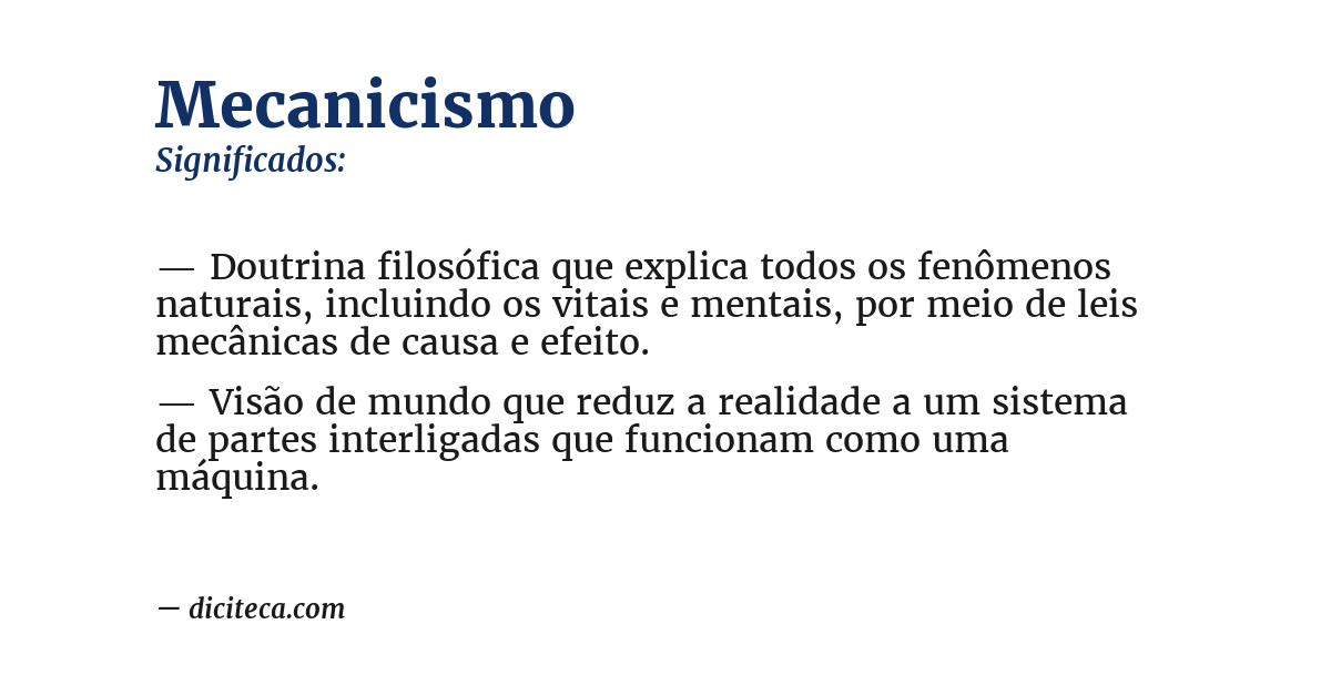 Significado de mecanicismo