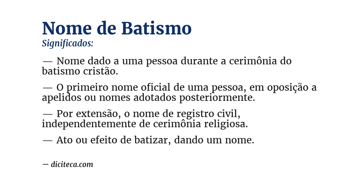 Significado de nome de batismo
