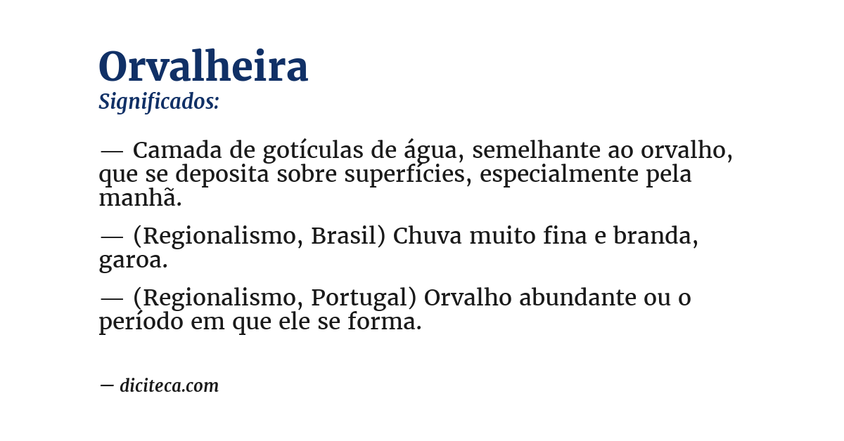 Significado de orvalheira