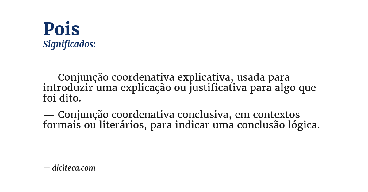 Significado de pois
