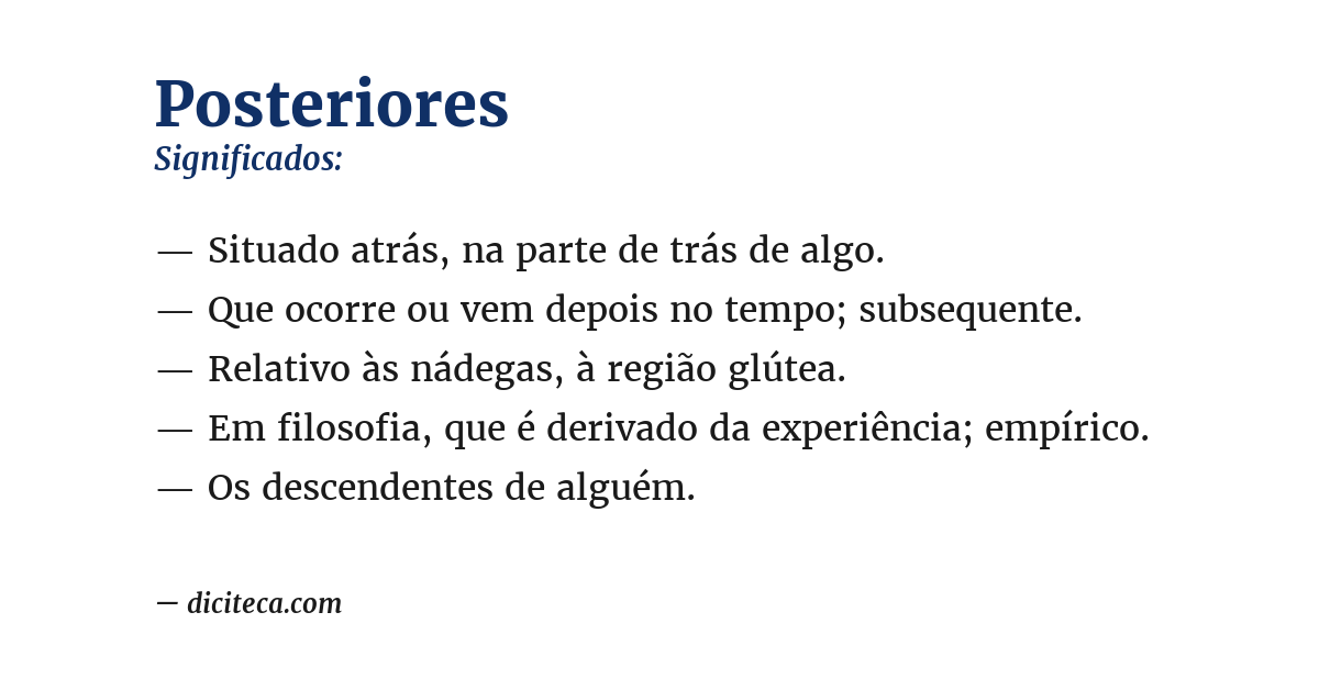 Significado de posteriores