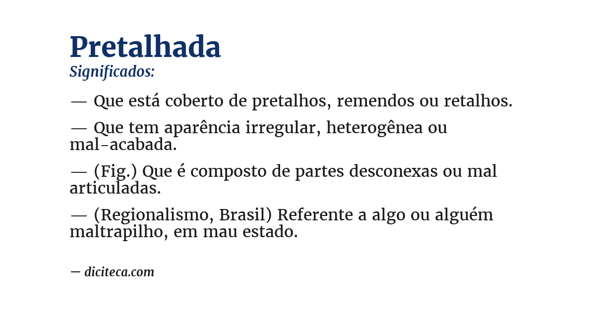 Significado de pretalhada