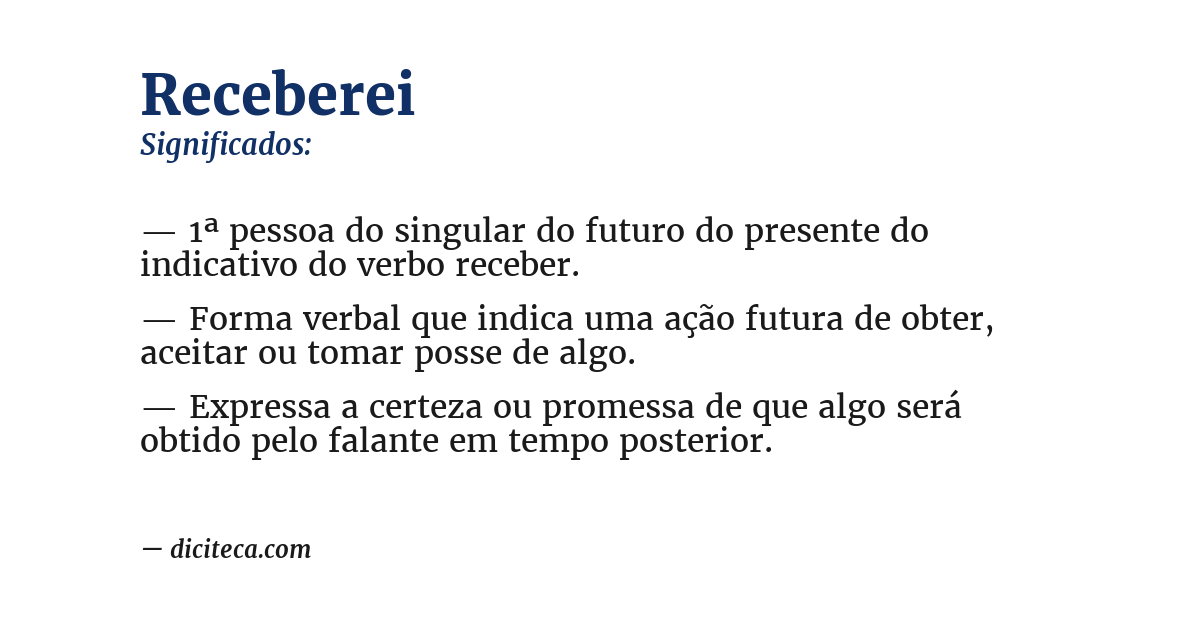 Significado de receberei