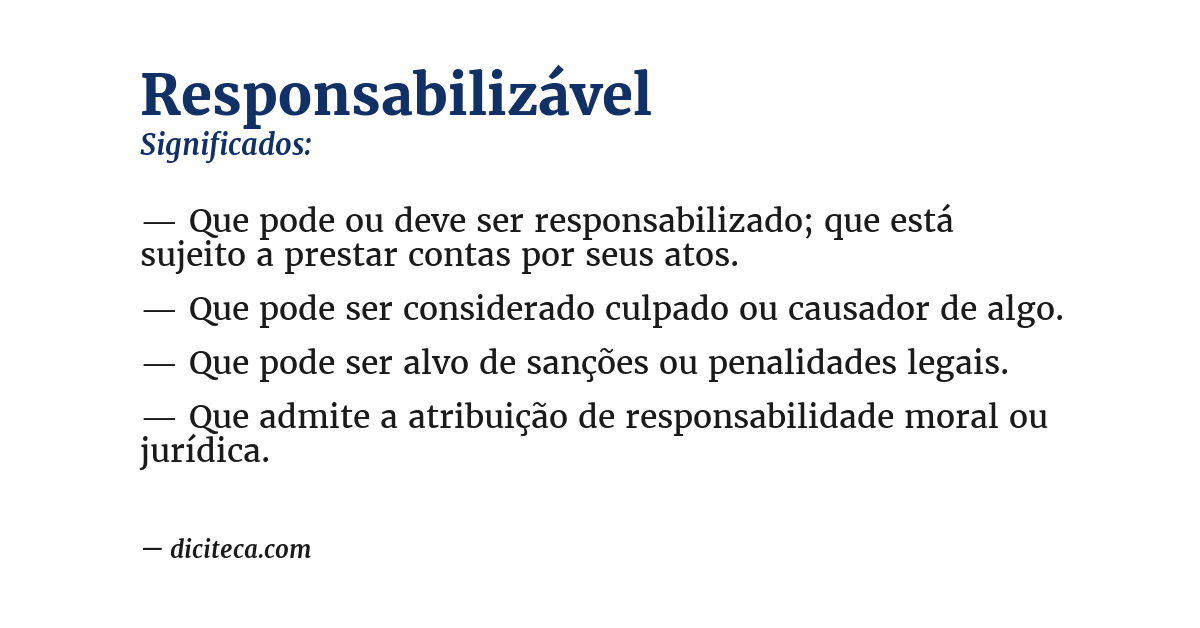 Significado de responsabilizável