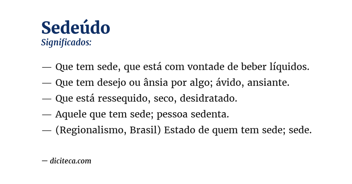 Significado de sedeúdo
