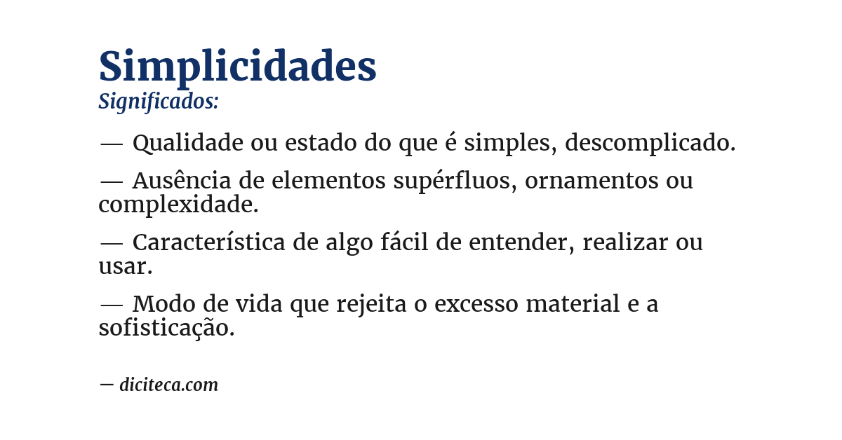 Significado de simplicidades