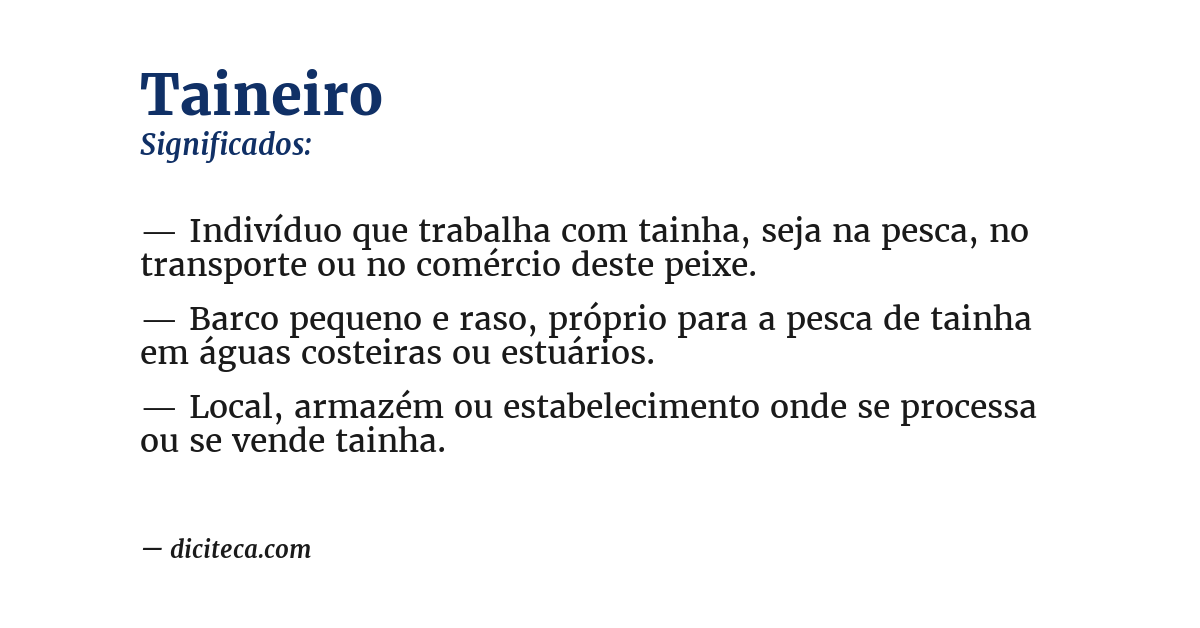 Significado de taineiro