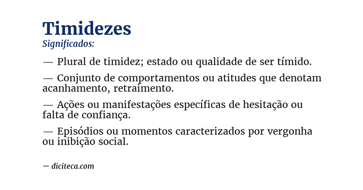 Significado de timidezes