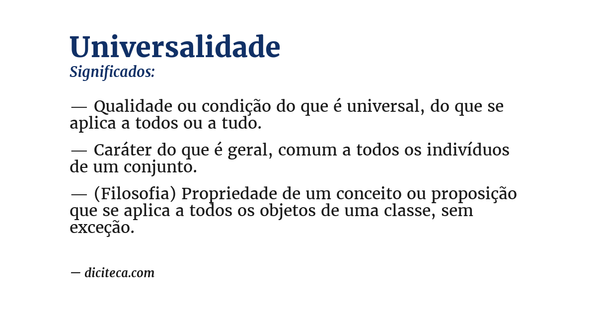 Significado de universalidade