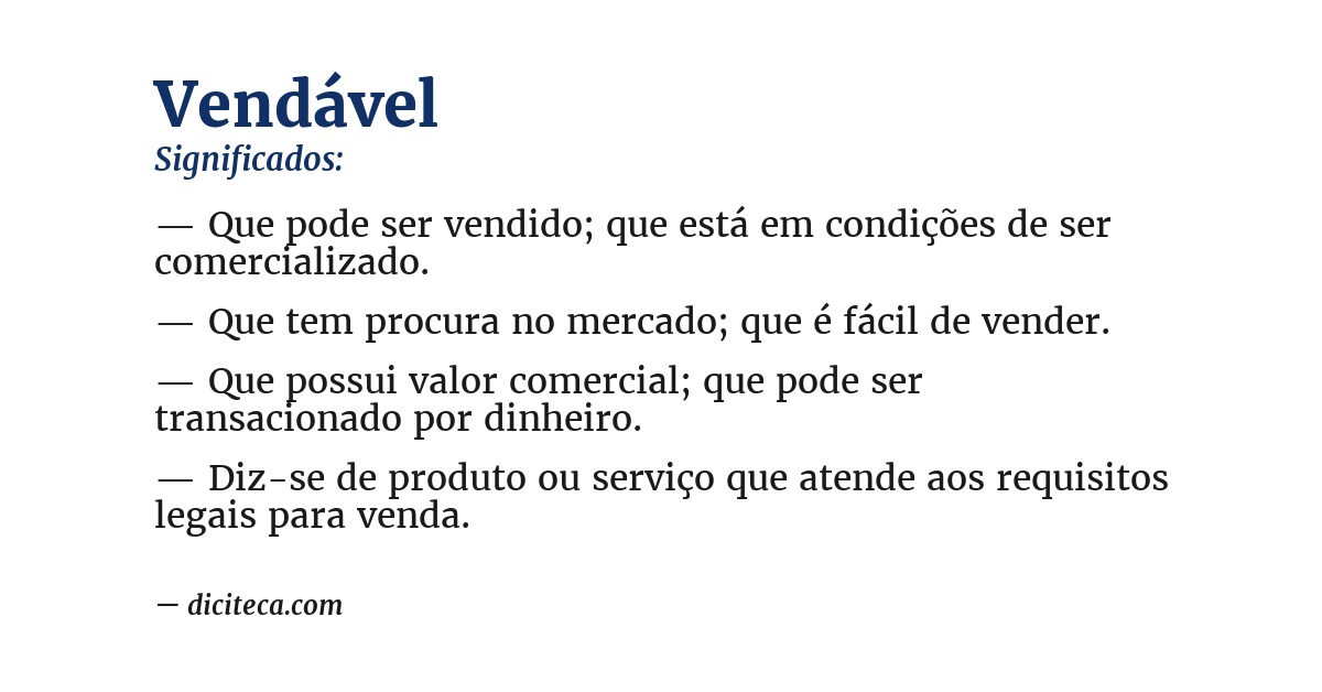 Significado de vendável