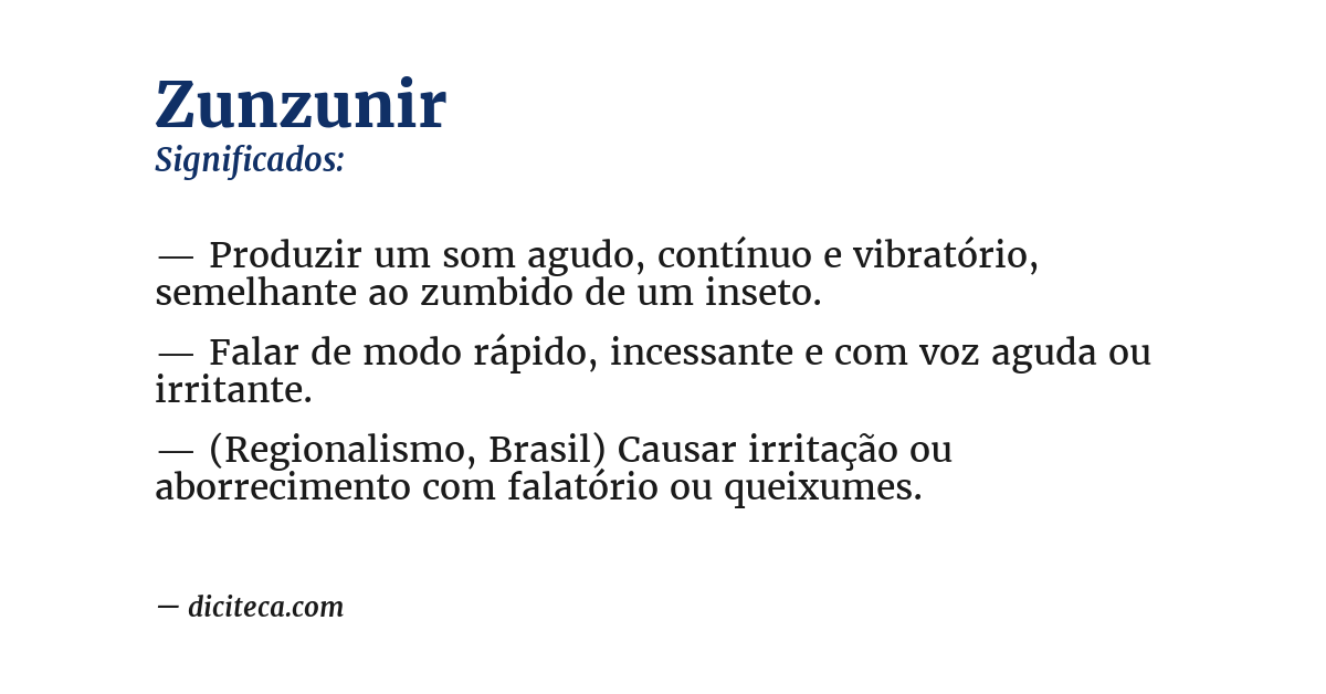 Significado de zunzunir