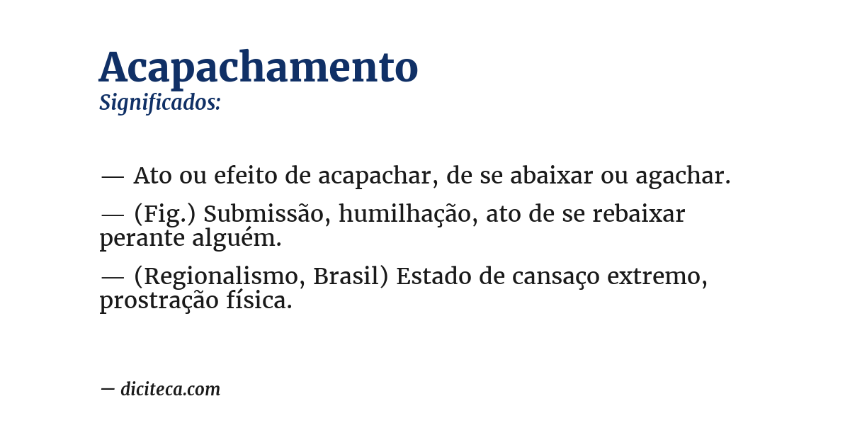 Significado de acapachamento