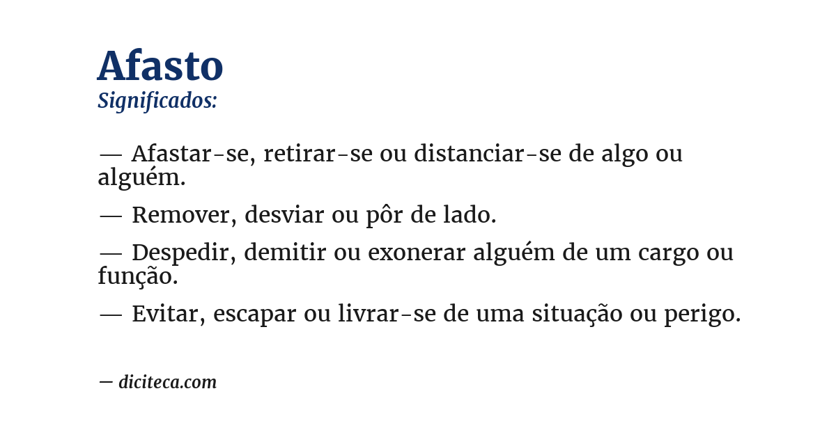 Significado de afasto