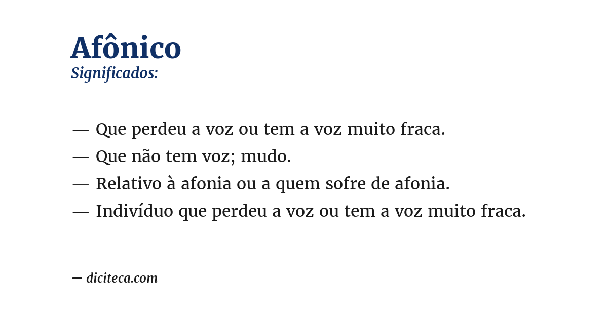 Significado de afônico
