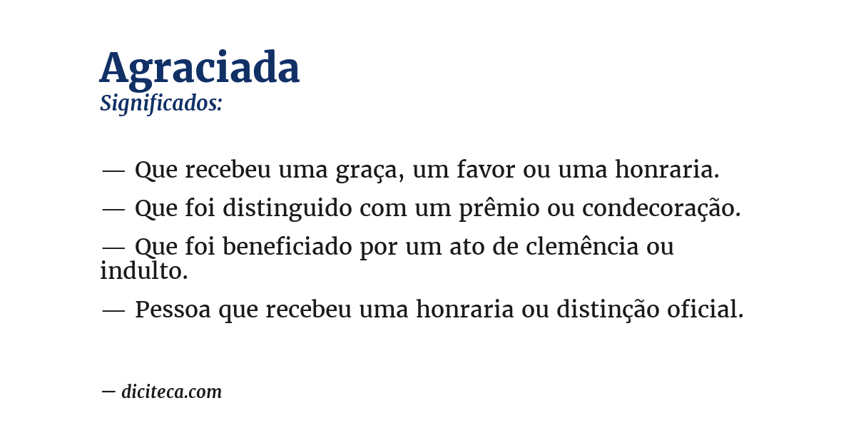 Significado de agraciada