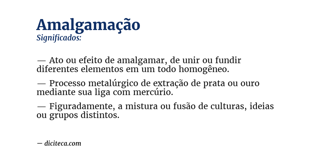 Significado de amalgamação