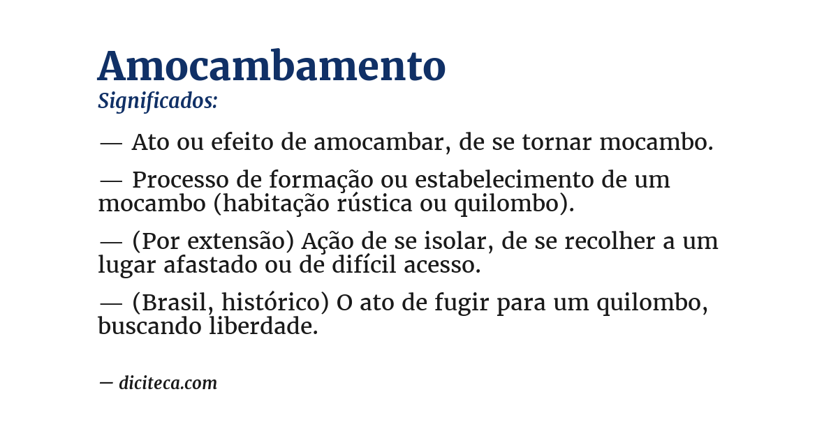 Significado de amocambamento
