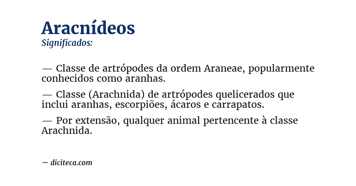 Significado de aracnídeos