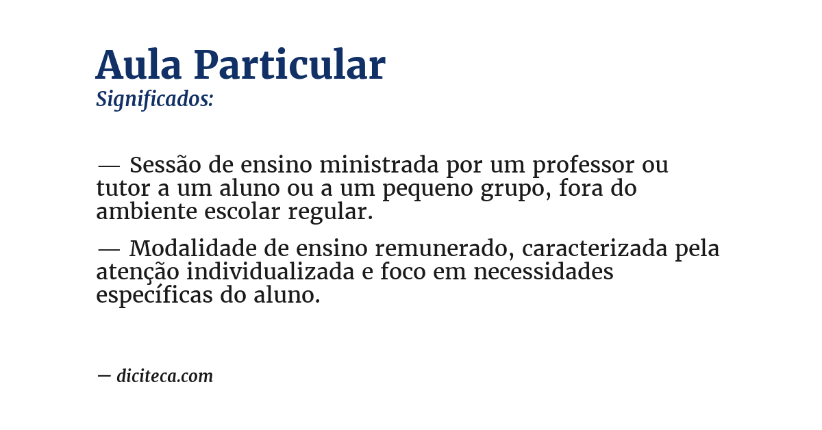 Significado de aula particular