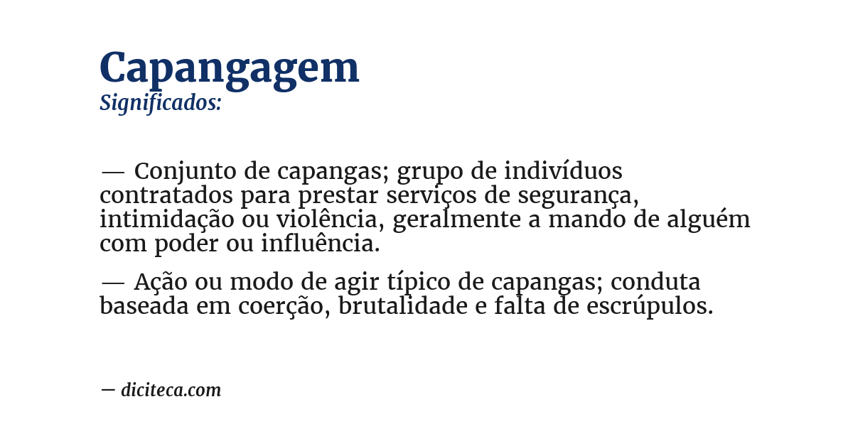 Significado de capangagem