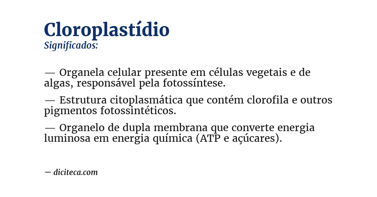 Significado de cloroplastídio