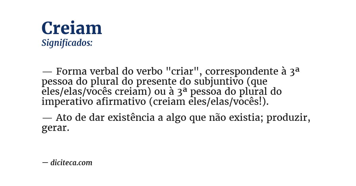 Significado de creiam