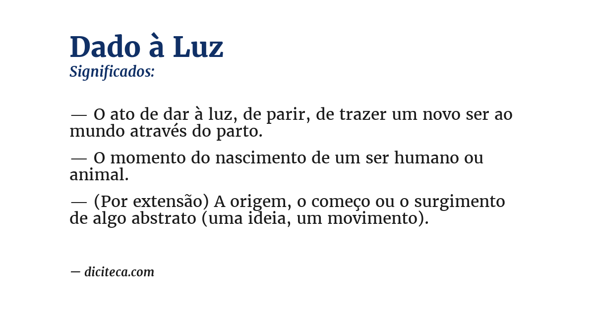 Significado de dado à luz