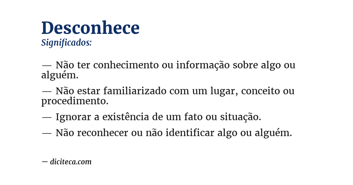 Significado de desconhece