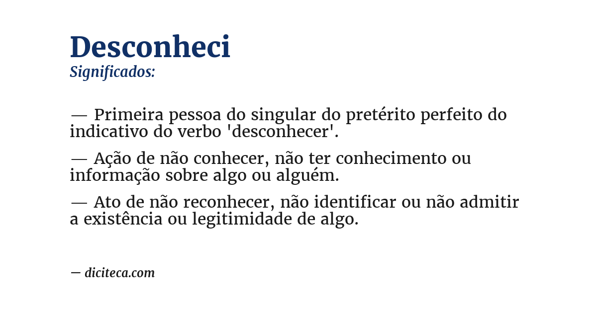 Significado de desconheci