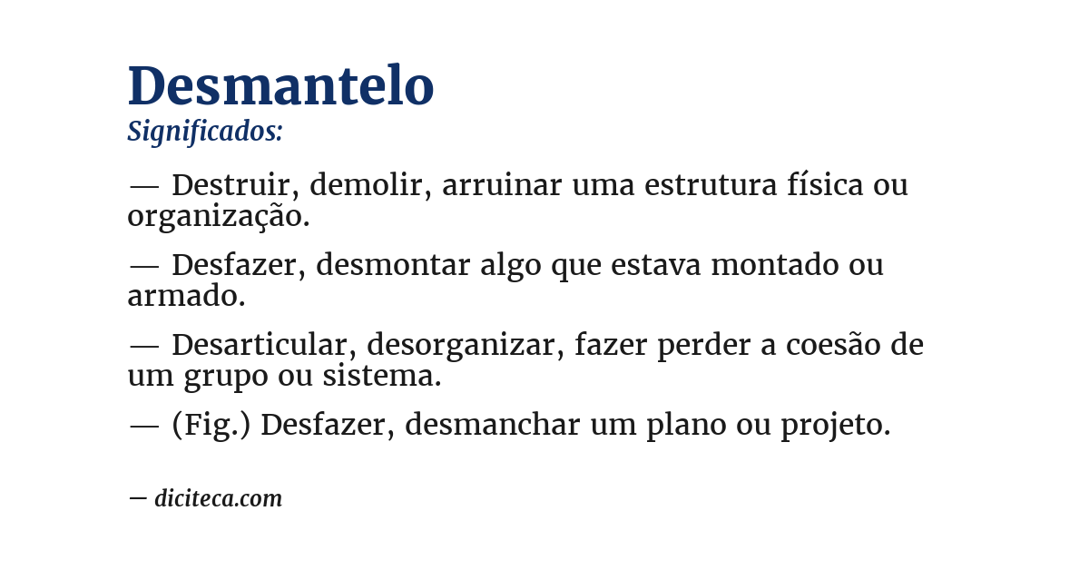 Significado de desmantelo
