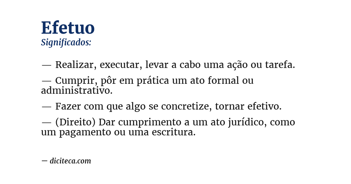 Significado de efetuo