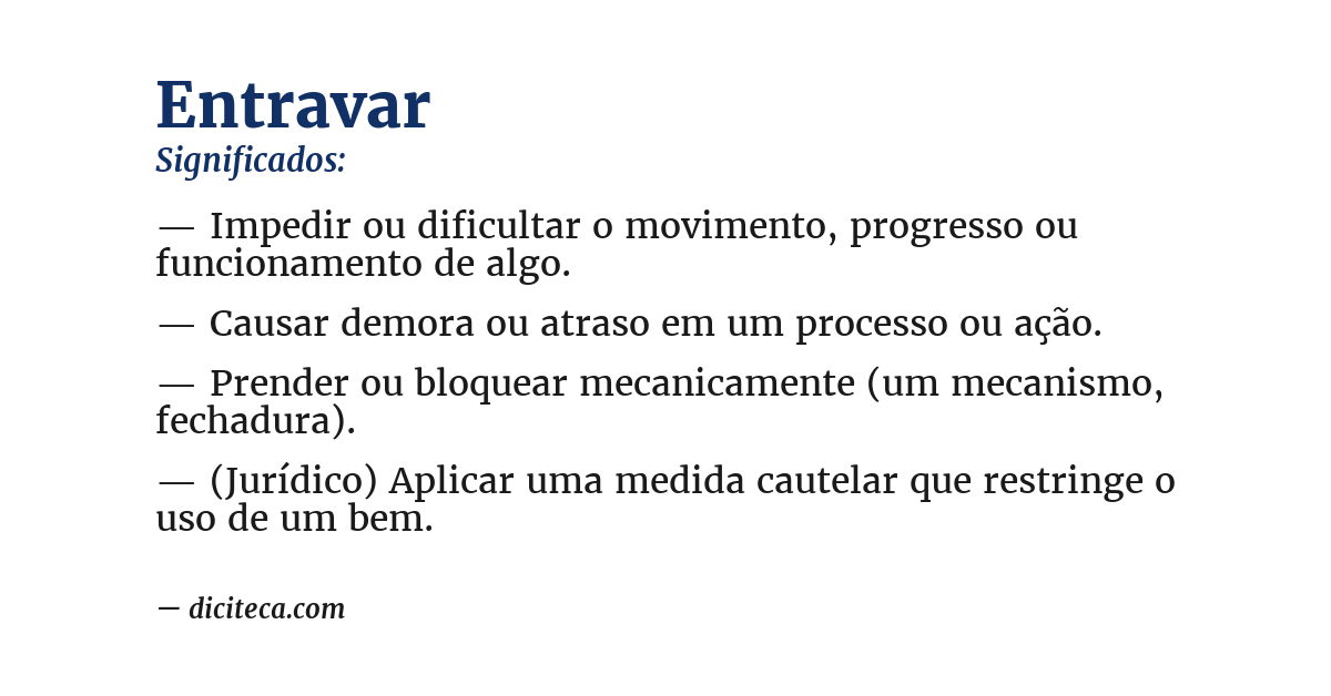Significado de entravar