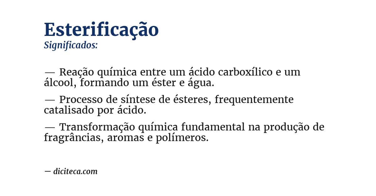 Significado de esterificação