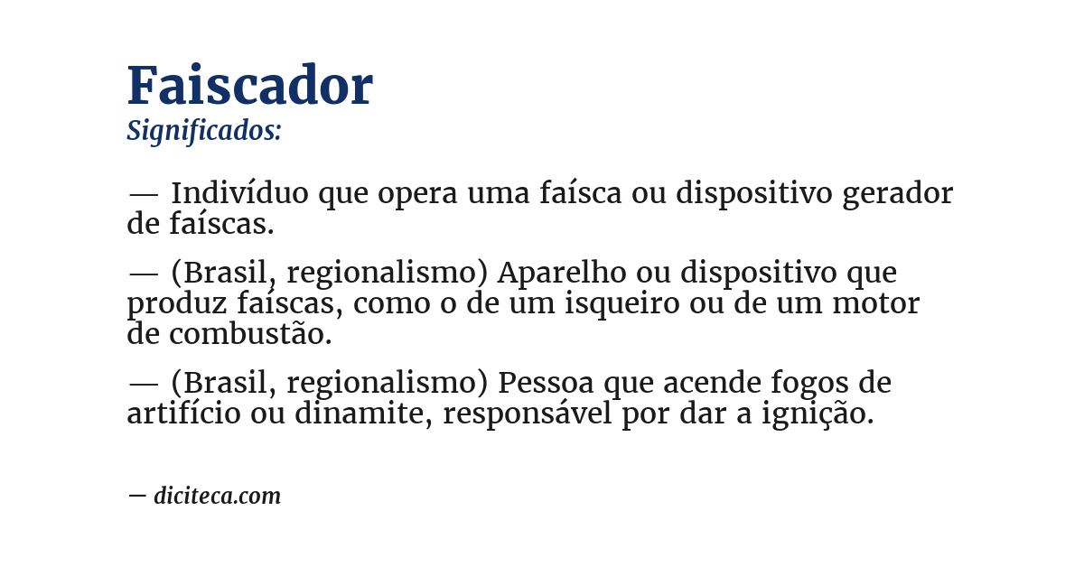 Significado de faiscador