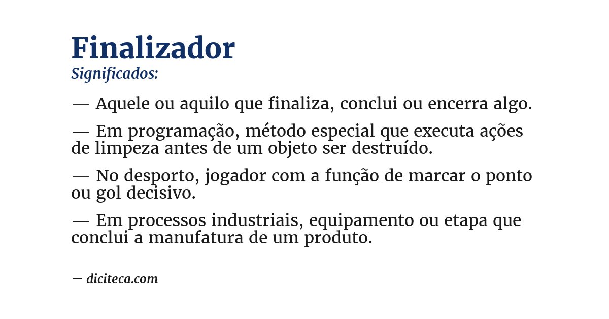 Significado de finalizador