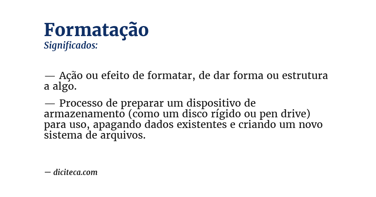 Significado de formatação