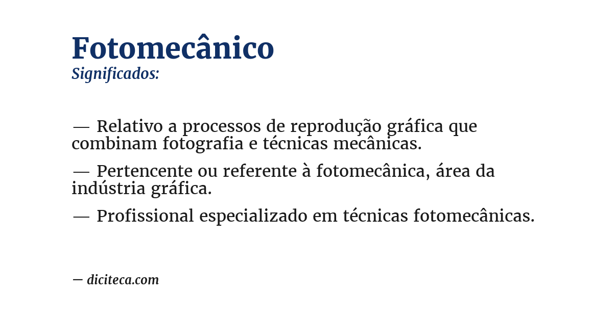 Significado de fotomecânico