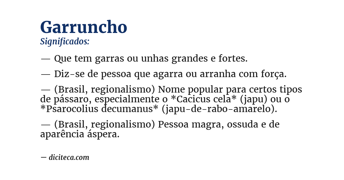 Significado de garruncho